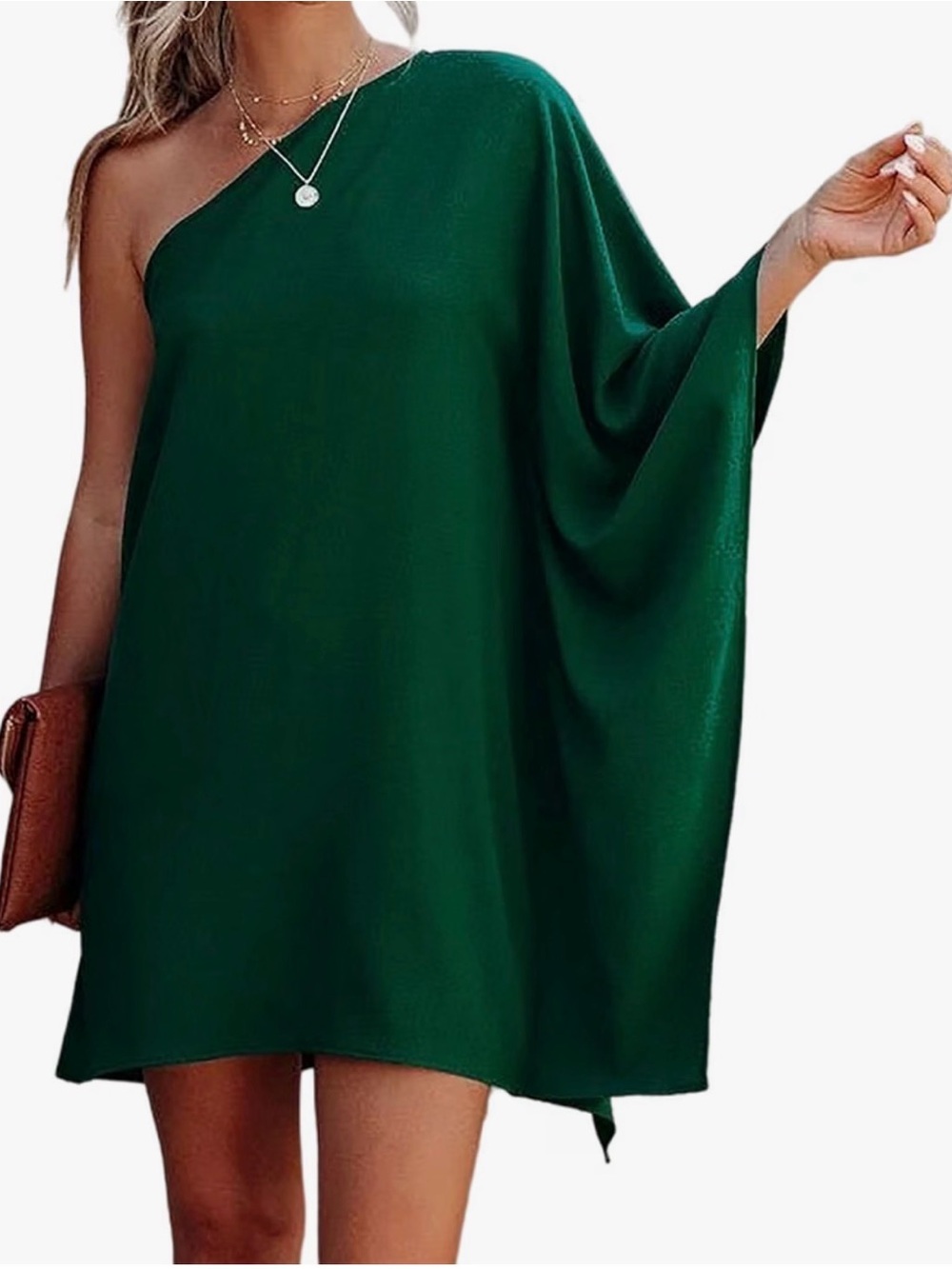 Asymmetric One-Shoulder Emerald Green Dress